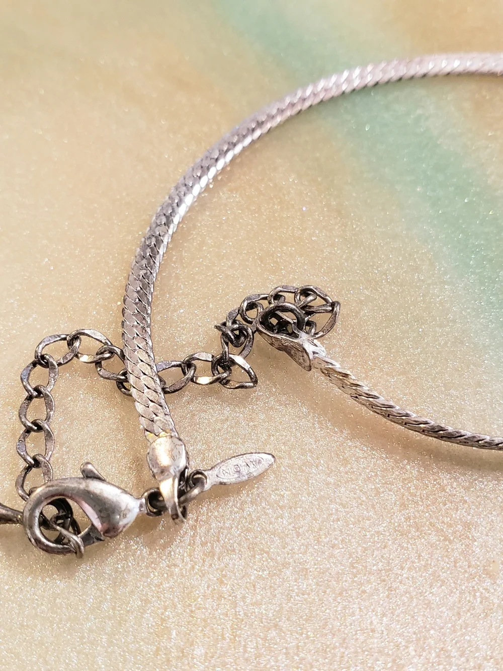 Silver Tone Crystal Accent V-Shaped Necklace